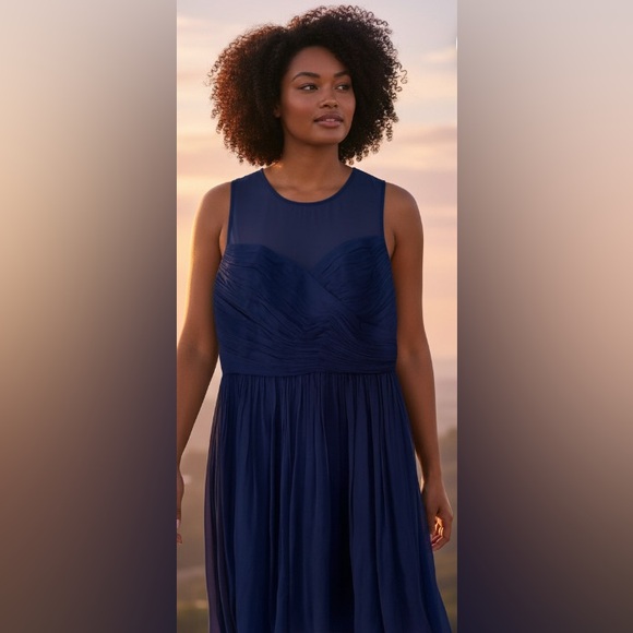 J. Crew Dresses & Skirts - Gorgeous J. Crew Midnight Blue 
Elegant chiffon Soft Dress
Pleated and lined